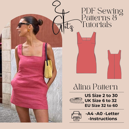 Alina Basic Mini Dress Pattern Sleeveless Dress Easy Sewing Pattern