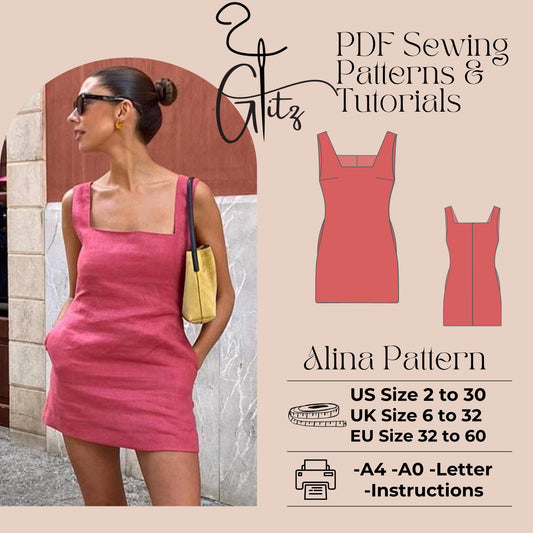Alina Basic Mini Dress Pattern Sleeveless Dress Easy Sewing Pattern
