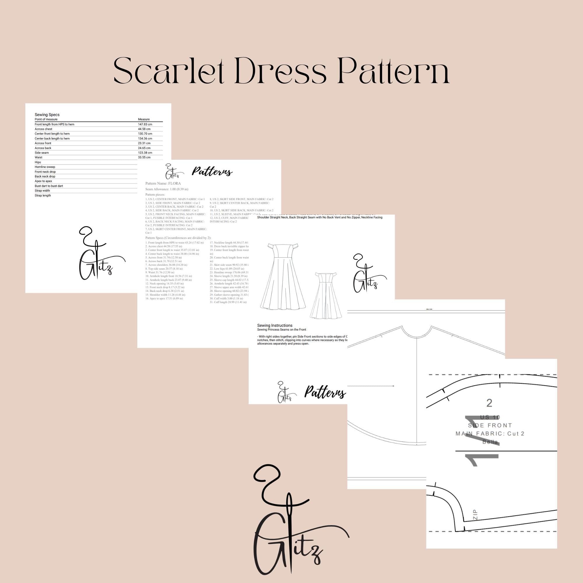 Bella Midi Dress Sewing Pattern Bridal Dress Pattern Off Shoulder Dress Ball Gown Dress PDF Digital Sewing Pattern