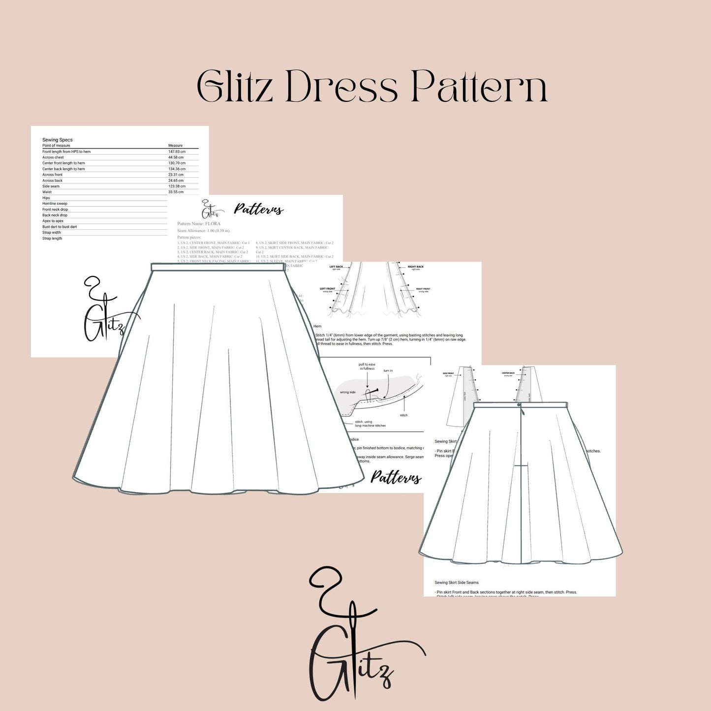 Half Circle Skirt Sewing Pattern PDF | Woven Fabric | In-Seam Pockets, Invisible Zipper & Waistband | Women Skirt Sewing Pattern