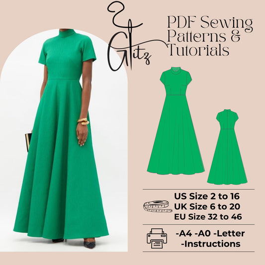 Boat Neck Short Sleeve Long Prom Dress Sewing Pattern Ball Gown Summer Wedding Dresses Bridesmaid Dress