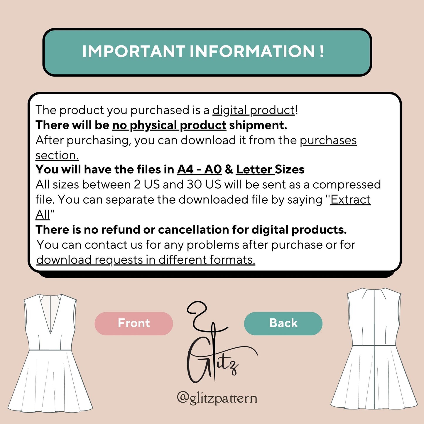 Classic V Neck Flare Dress Sewing Pattern Mini Prom Dress Digital Pattern PDF US 2 to 30 size Mini Wedding Dress