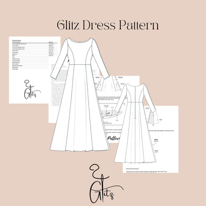 Long Sleeve Boat Neck Wedding Dress Sewing Pattern Bridal Dress Pattern Ball Gown Bridal Gown Circle Dress