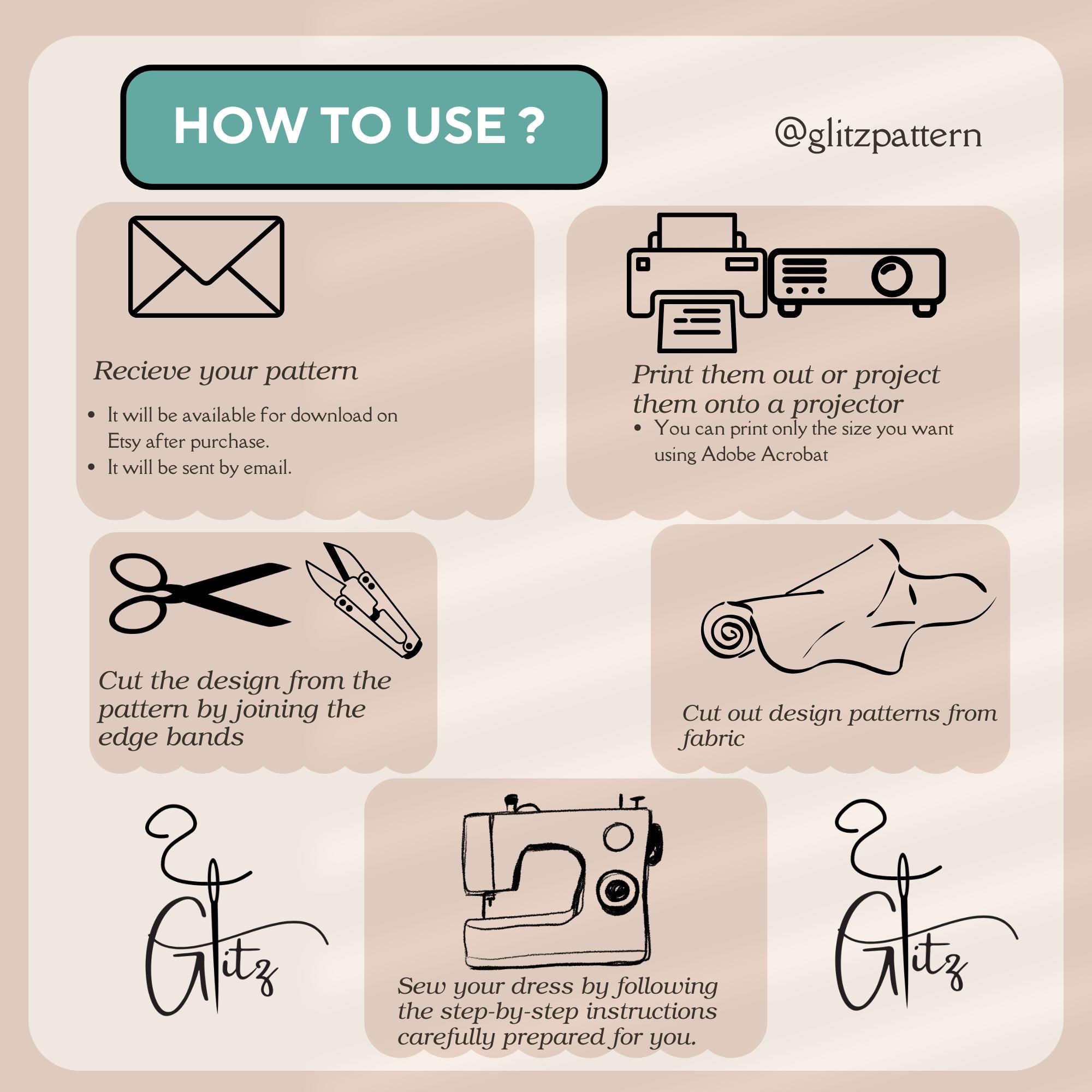 Scarlet Deep V Neck Short Front Long Back Evening Dress Sewing Pattern High Low Prom Dress Pattern PDF Digital Sewing Pattern