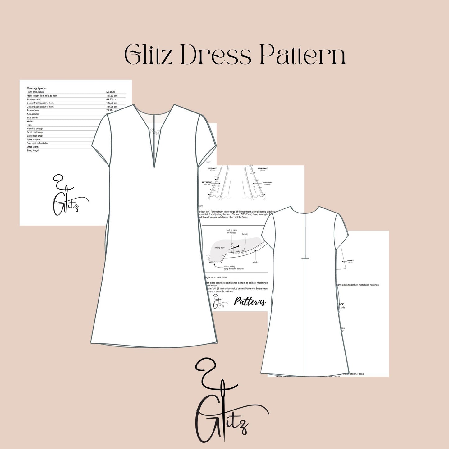 Mini Summer Dress Sewing Pattern Linen Dress Pattern Tent Dress Easy Sewing Pattern