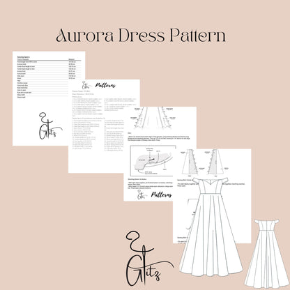 Aurora Off Shoulder Bridal Gown Sewing Pattern Bridesmaid Dress Evening Cocktail Dress Plus Size Pattern