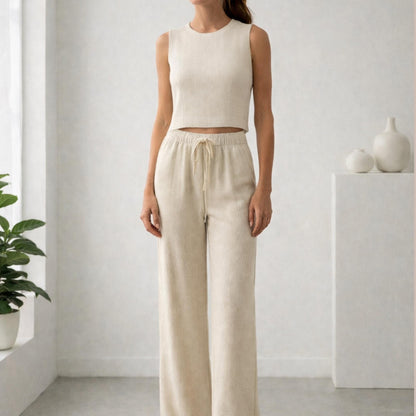 Bohemian Set,Button Linen Top,Elastic Waistband Pants, Top And Pant Set Digital Sewing Pattern,Linen Summer Set,Digital PDF Sewing Pattern