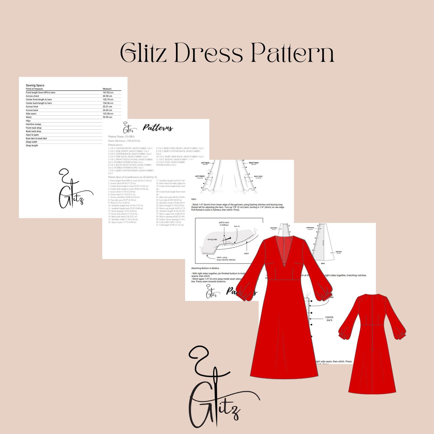 Satin A Line V Neck Midi Cocktail Dress Sewing Pattern Bridesmaid Dress Pattern