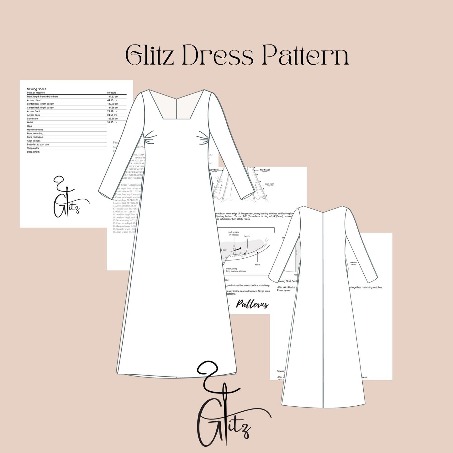 Long Evening Dress Sewing Pattern A Line Maxi Dress Pattern Square Neck Dress Easy Sewing Pattern