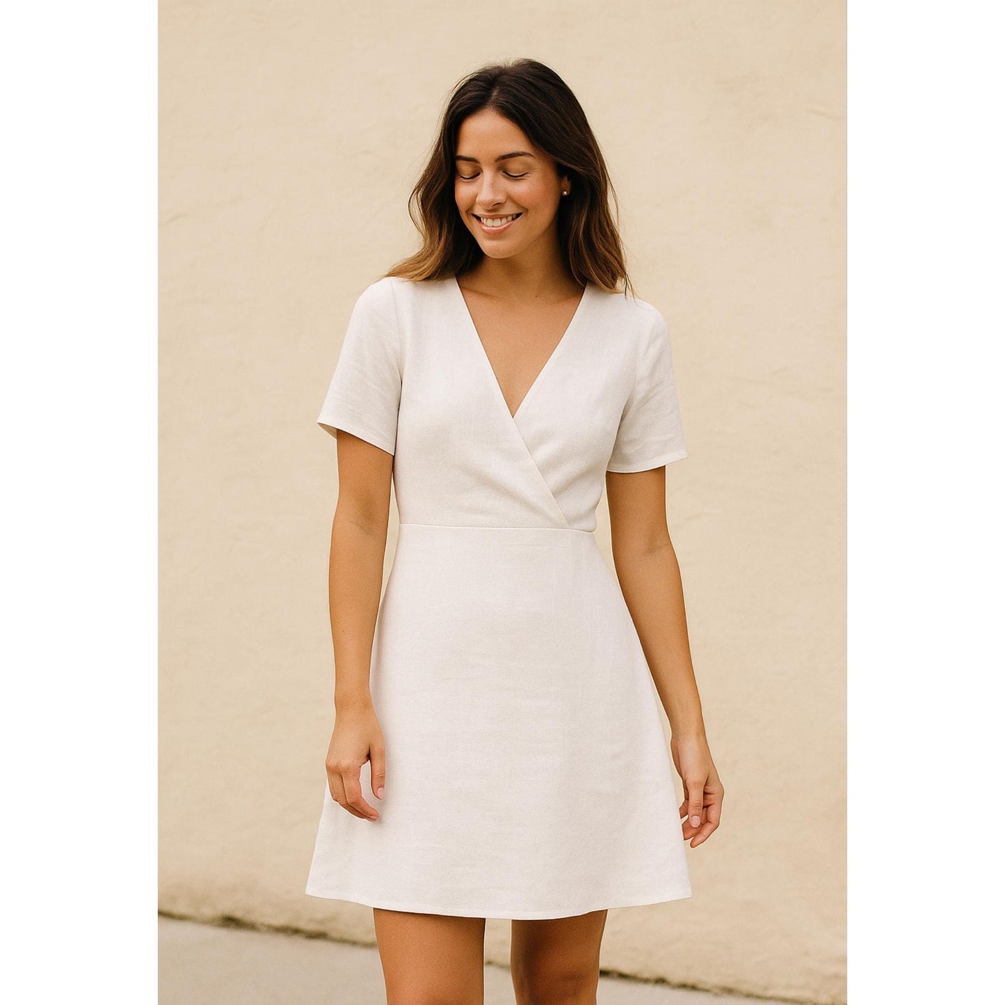 Surplice Neck Mini Summer Dress Sewing Pattern A Line Dress