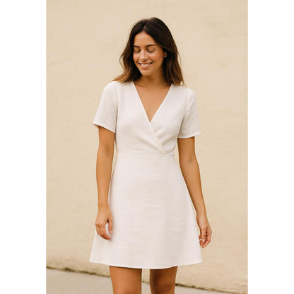 Surplice Neck Mini Summer Dress Sewing Pattern A Line Dress