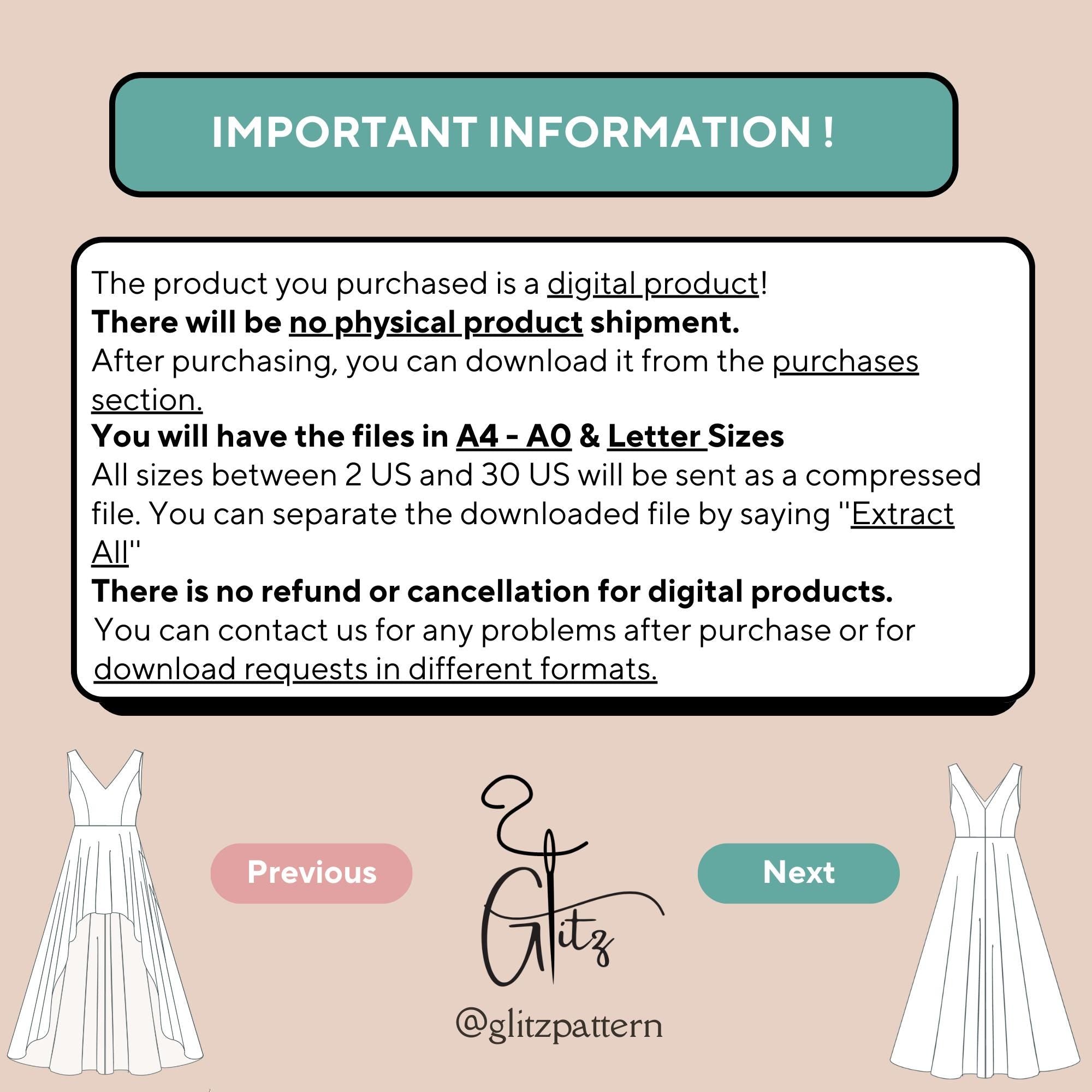 Scarlet Deep V Neck Short Front Long Back Evening Dress Sewing Pattern High Low Prom Dress Pattern PDF Digital Sewing Pattern