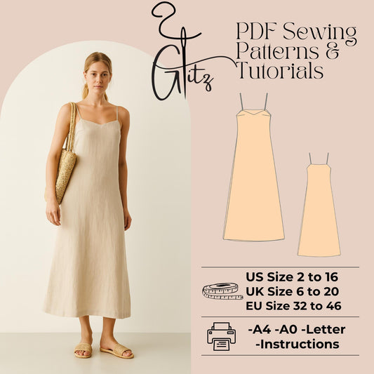 Strappy Maxi Summer Dresses Sewing Pattern Easy Sewing Pattern Linen Dress Boho Dress