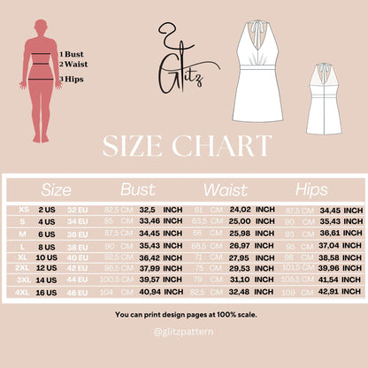 Halter Neck Mini Summer Dress Sewing Pattern