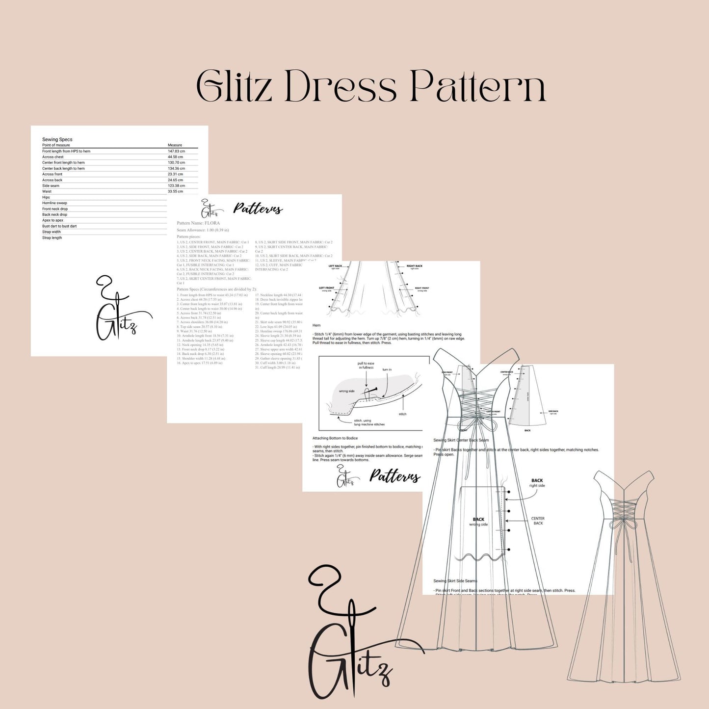 Elegant Off-Shoulder Corset Back Gown Sewing Pattern – Flared Skirt & Sweetheart Neckline Prom Dress Pattern