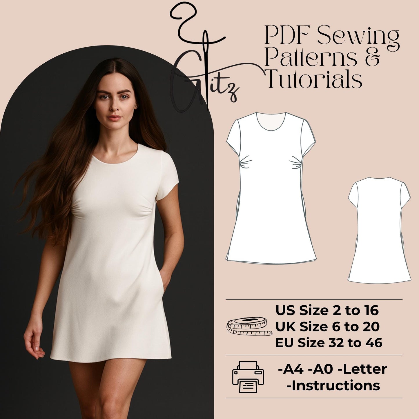 Mini Summer Dress Sewing Pattern Easy Sewing Pattern Mini Basic Dress