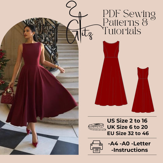 Prom Dress Sewing Pattern Evening Cocktail Circle Dress Pattern Ball Gown Bridal Gown