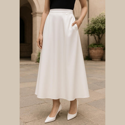 A-Line Midi Skirt Sewing Pattern PDF | Woven Fabric | Invisible Zipper, In-Seam Pockets & Waistband | A4 A0 Letter Files Women Skirt Pattern