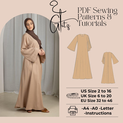 Hijab Muslim Dress Sewing Pattern Modest Dress Maxi Dress Pattern Easy Sewing Pattern