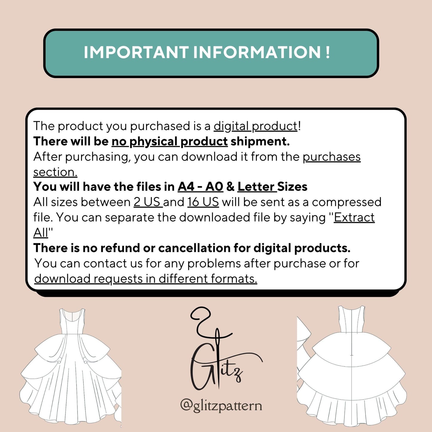 Wedding Dress PDF Sewing Pattern Mid Century Ball Gown Dress Sewing Pattern Princess Dress Bridal Gown