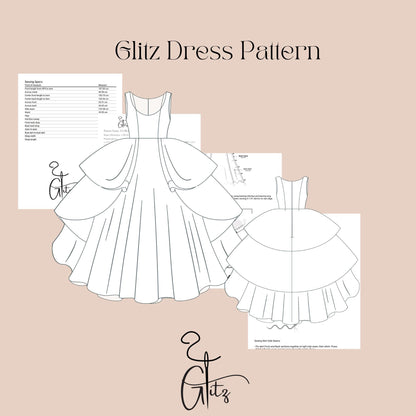 Wedding Dress PDF Sewing Pattern Mid Century Ball Gown Dress Sewing Pattern Princess Dress Bridal Gown