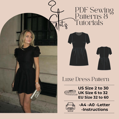 Mini Padded Dress Sewing Pattern Mini Summer Dress Digital Sewing Pattern PDF