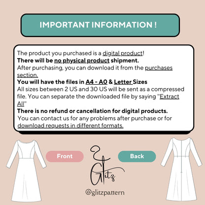 A Line Boat Neck Midi Bridal Party Dress Sewing Pattern PDF Digital Pattern