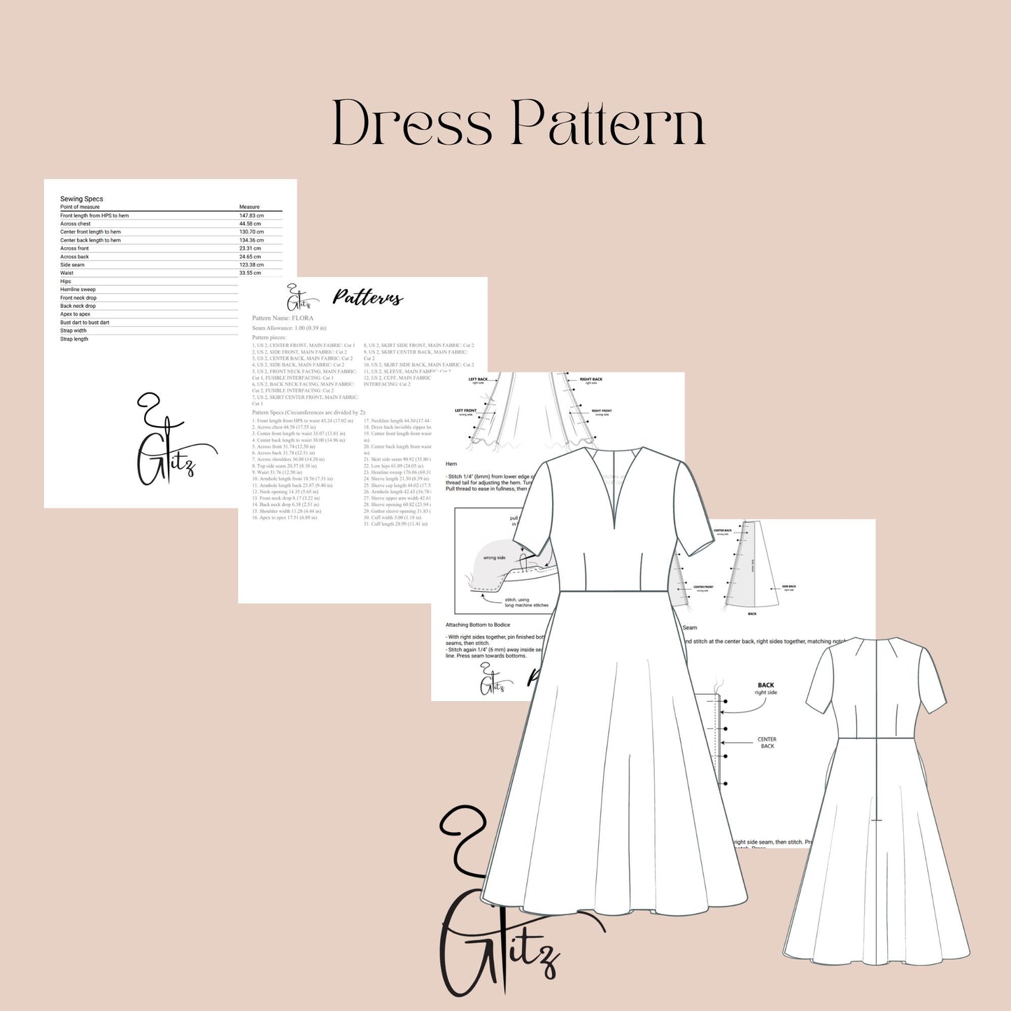 Short Sleeve V Neck Midi Prom Dress Digital Sewing Pattern Midi Cocktail Dress Summer Dresses