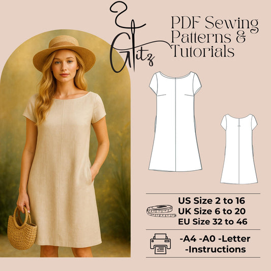 Mini Summer Linen Dress Sewing Pattern Cottagecore Dress Mini Boho Dress Tent Dress Easy Sewing Pattern