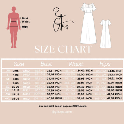 Minimalist Bridal Gown with Scoop Neck and Flutter Sleeves Boho Bridal Dress Easy Sewing Pattern