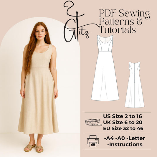 Linen Summer Dress Sewing Pattern A Line Sleeveless Casual Dress Pattern Cottagecore Dress