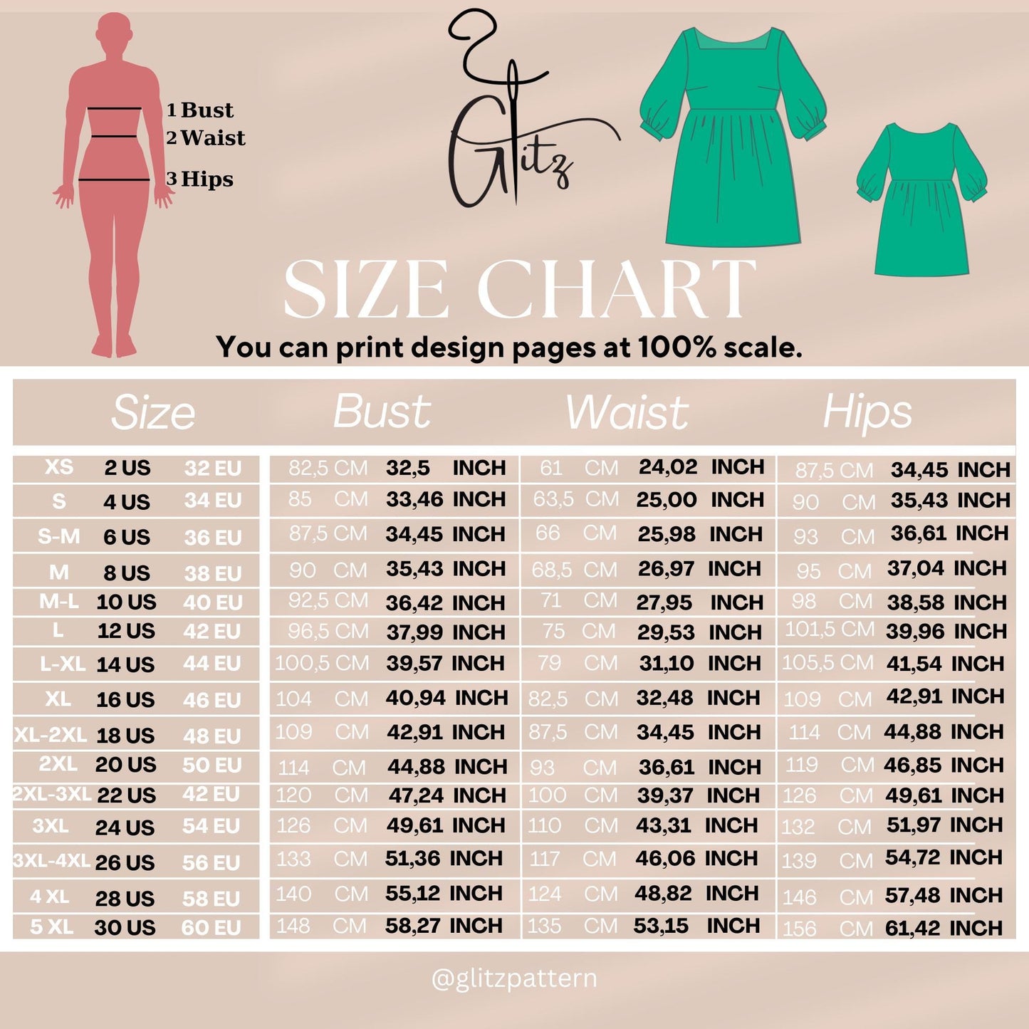 Mini Puff Sleeve Gathered Summer Dress Everyday Dress Sewing Pattern PDF Plus Size Pattern US 2-30 Size