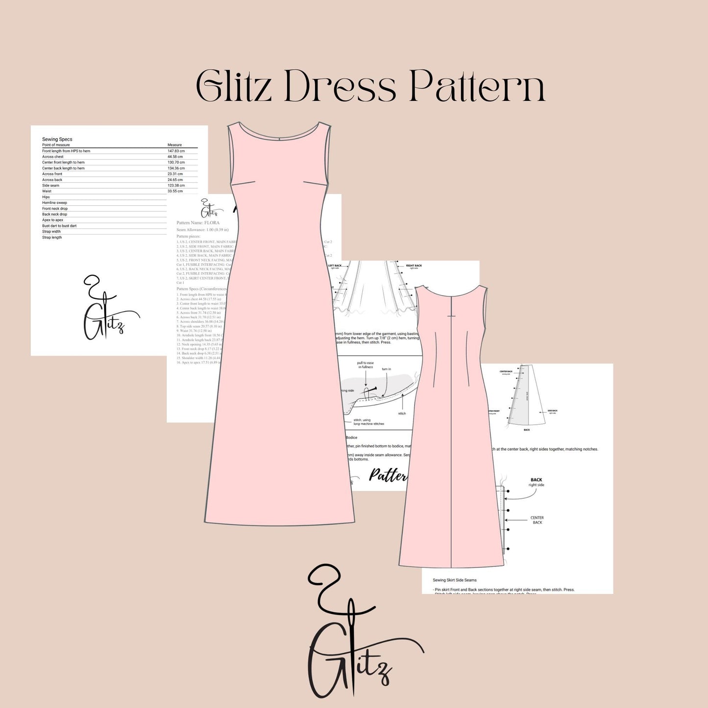 Alia Satin Maxi Evening Dress Sewing Pattern PDF Digital Pattern