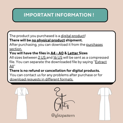 Surplice Neck Short Sleeve Basic Summer Dress Sewing Pattern Midi Casual Dress Pattern