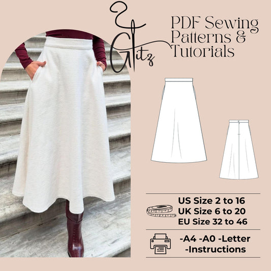 A Line Midi Skirt Sewing Pattern Easy Skirt Pattern Beginner Friendly Women Skirt Pattern Summer Skirt