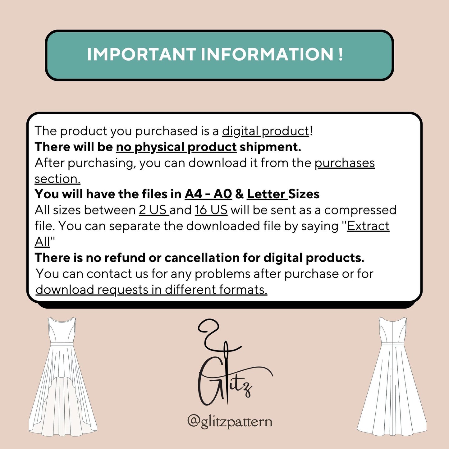 High-Low Wedding Dress Sewing Pattern | Digital PDF | Sleeveless Princess Seam Bridal Gown Prom Dress Ball Gown