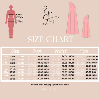 One Shoulder Maxi Tent Summer Dress Sewing Pattern PDF Prom Dress