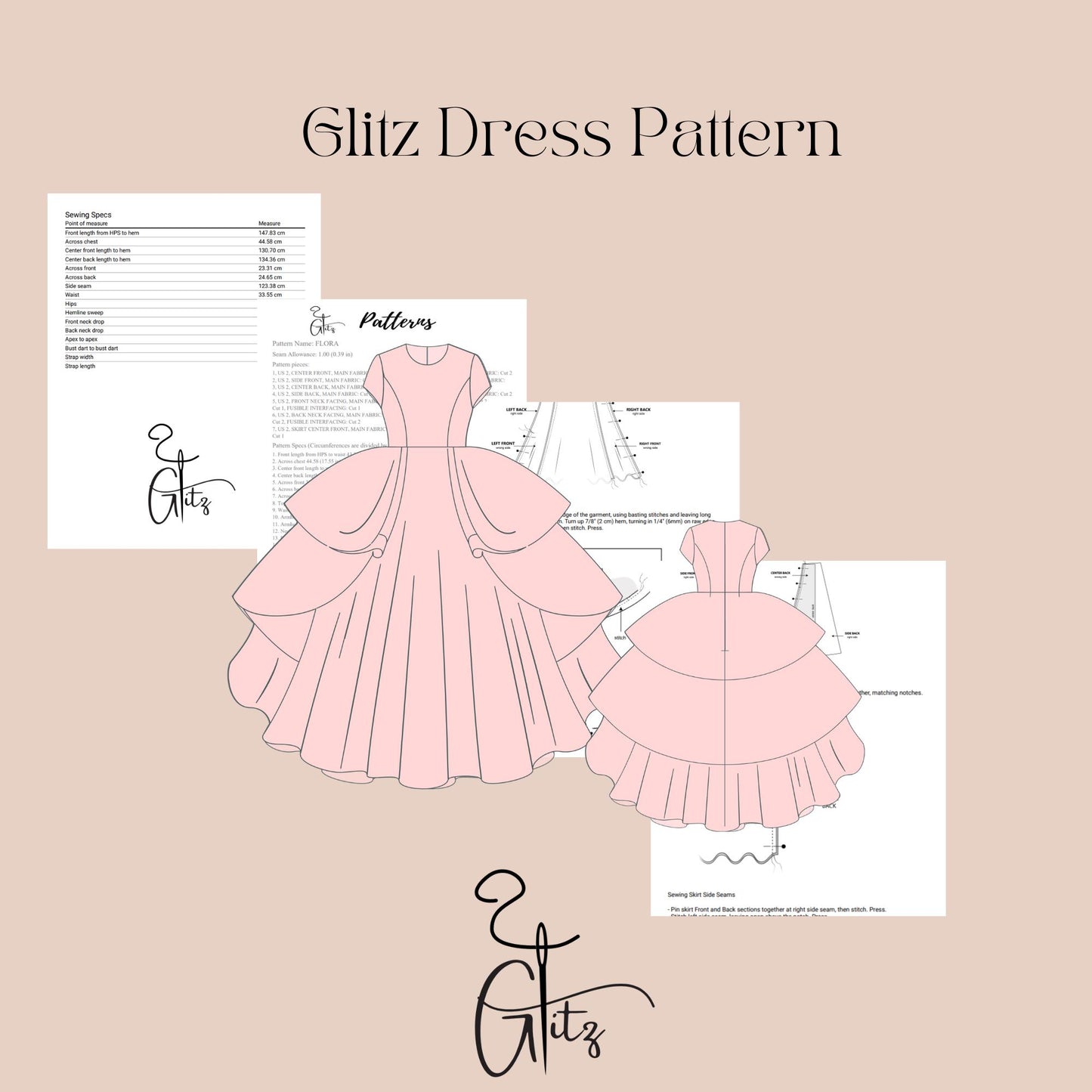 Princess Dress Sewing Pattern, Wedding Dress PDF Sewing Pattern Mid Century Ball Gown Dress Sewing Pattern