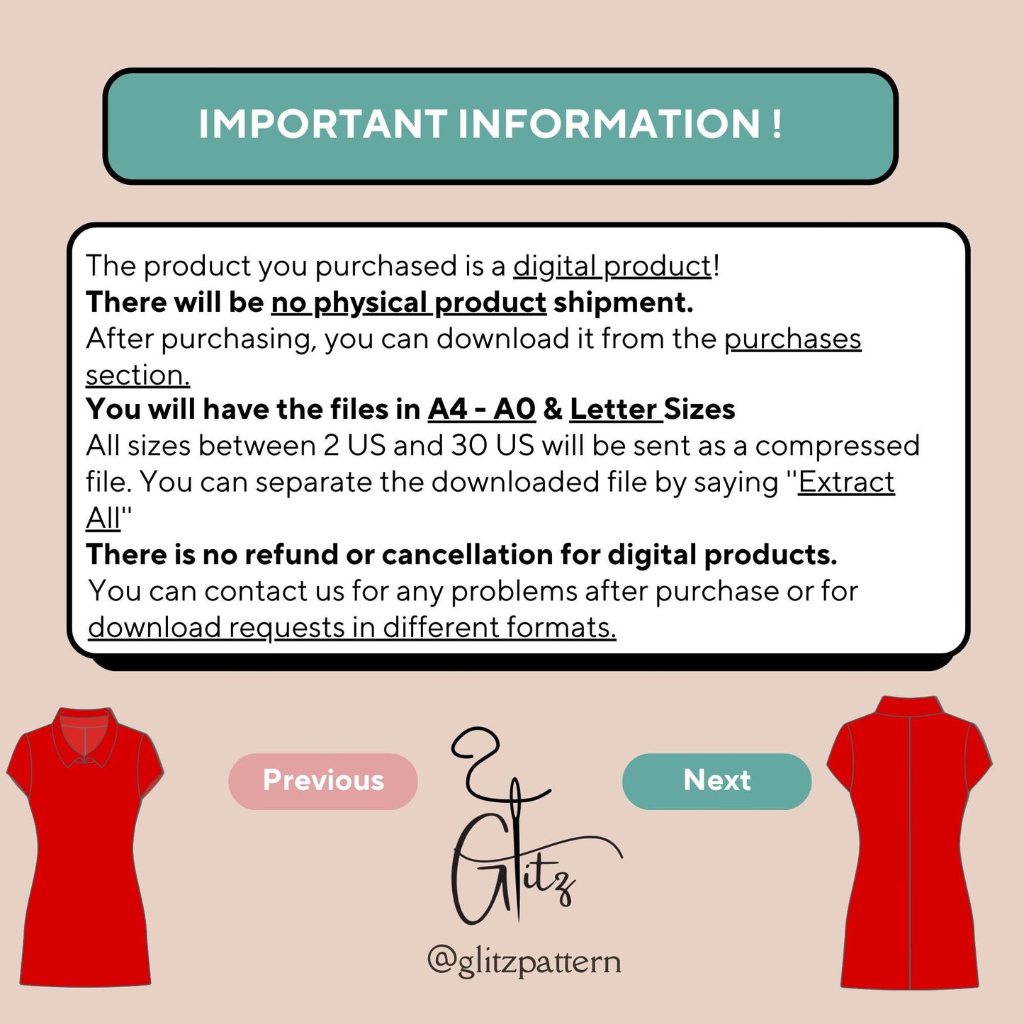 Classic Red Shirt Collar Basic Short Sleeve Dress Digital Pattern Basic Mini Dress Pattern PDF Digital Sewing Pattern