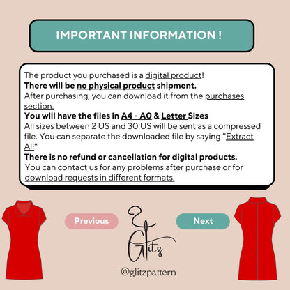 Classic Red Shirt Collar Basic Short Sleeve Dress Digital Pattern Basic Mini Dress Pattern PDF Digital Sewing Pattern