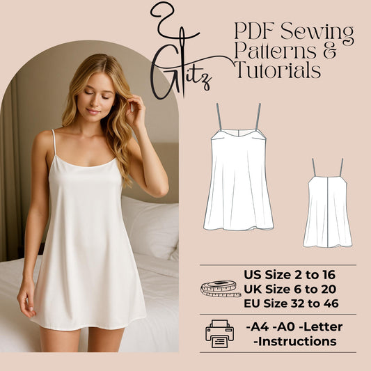 Nightwear Sewing Pattern For Women , Women Pajamas Pattern, Sewing Women Sleeveless Bridal Party Pjs, Women Nightgown Pattern