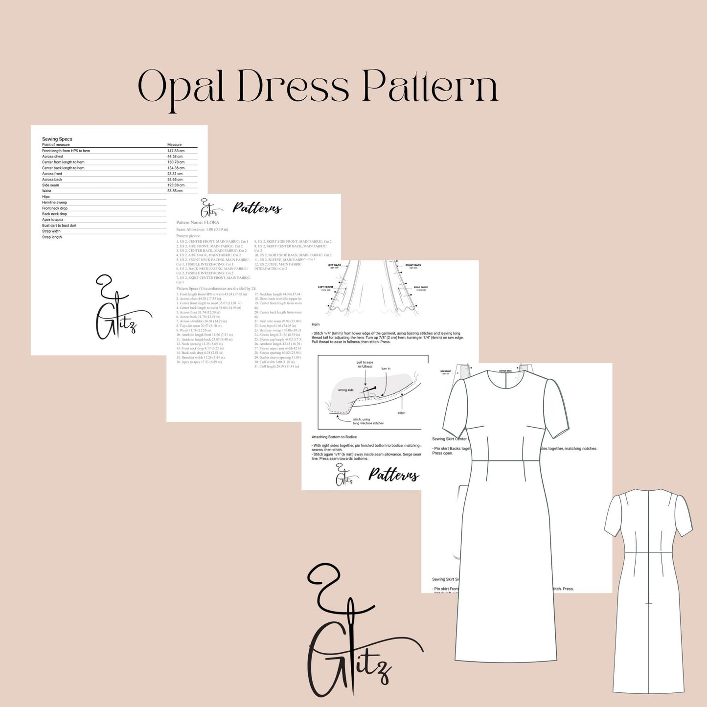 Opal Midi Bridal Dress Sewing Pattern Midi Bridesmaid Cocktail Dress