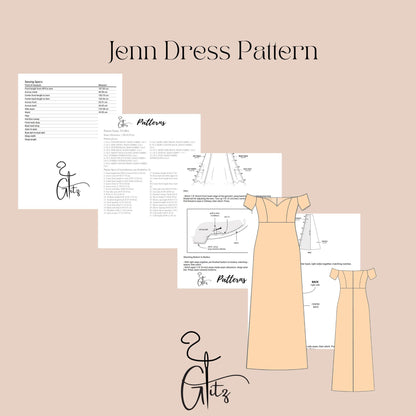 Satin Off Shoulder A Line Long Dress with Sweetheart Neckline – Formal & Cocktail Gown Dress Digital Sewing Pattern PDF Plus Size Pattern